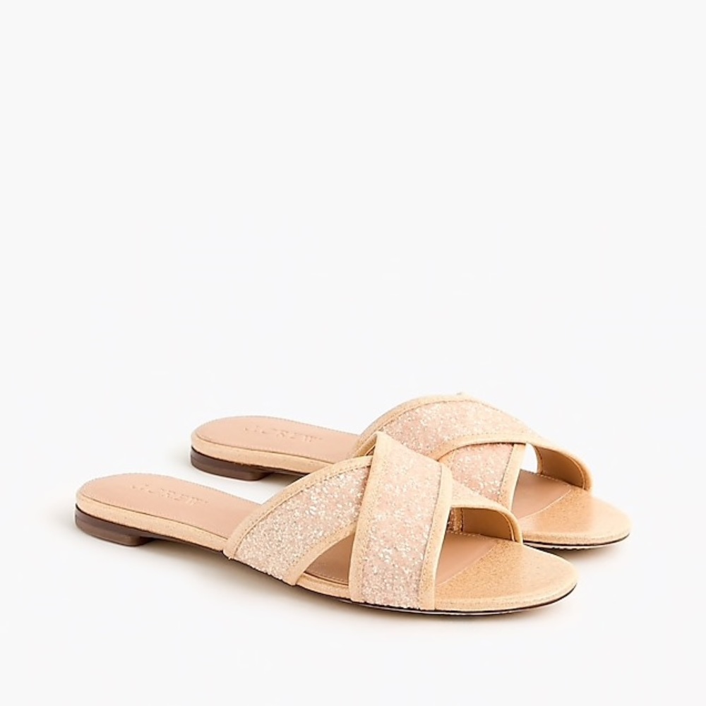 J.CREW Glitter Cora Crisscross Slip-on Sandals